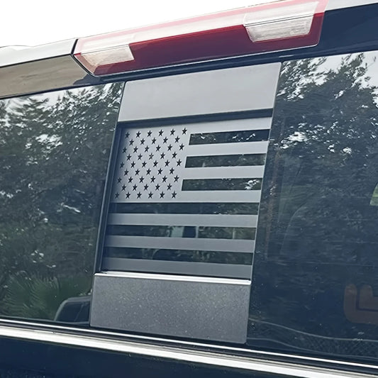 Matte Black American Flag Rear Window Sticker – Fits Ford F-150, F-250, F-350